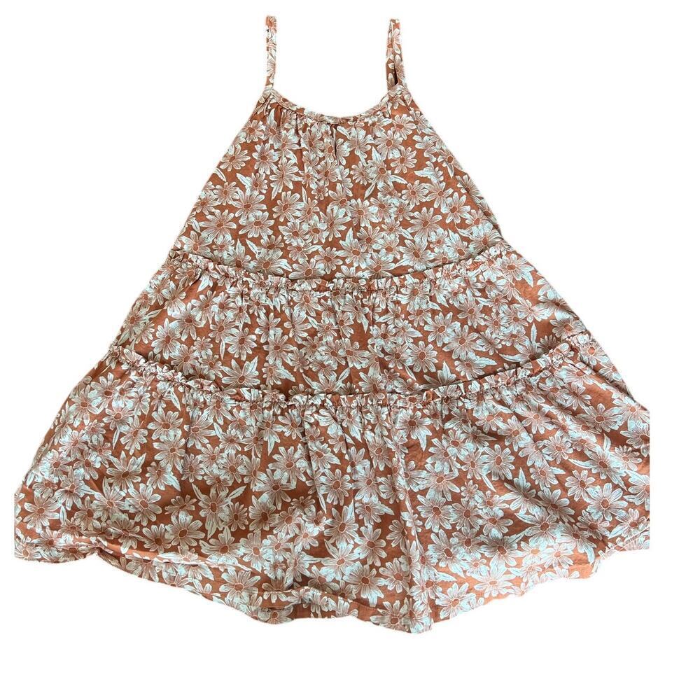 Gap Girls Sundress, Medium/8, Orange/White, Floral, Lined, Sleeveless